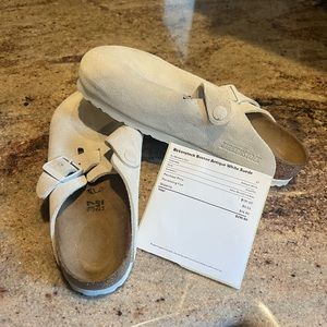 New never worn Birkenstock Boston Antique White Suede, StockX & Verified